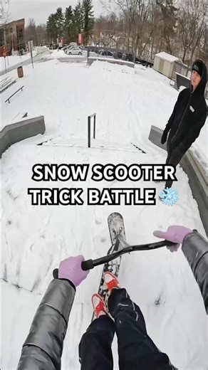 Snow scooter trick challenge! ❄️🛴 Roman Dellapena #shorts #snow #scooter #skate #sports #tricks