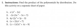 I. Instructions: Find the product of the polynomials by distrib... | Filo