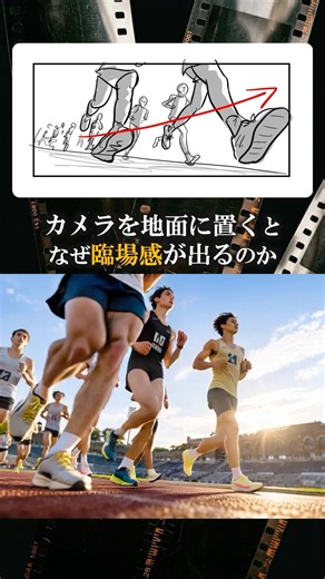 【カメラを地面に置くと なぜ臨場感が出るのか】地面の視点は、カメラ位置を極端に下げて観客を"現場"に閉じ込める技法。#絵コンテ #映像制作 #構図 #映像演出 #絵コンテ研究室