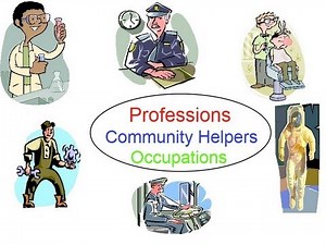 Community Helpers for preschool children, Flash cards occupations, professions for kindergarten kids