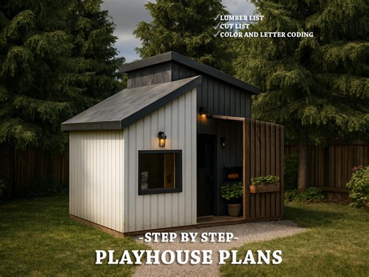 Vintage Playhouse | Modern Cottage Playhouse Build Plans for Kids (digital Download) - Etsy