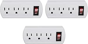 3 Outlet Wall Adapter Extender, Outlet Extender Wall Tap with Switch 3 Pack