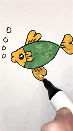 Cute Fish Drawing | How to draw fish step by step | Drawing for kids 🐟#Shorts #EasyDrawing