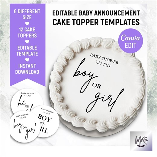 Burn Away Baby Reveal Cake Templates, Custom Boy or Girl Burnaway Cake Design, Printable Bakery Gender Reveal Cake Topper, Canva Editable - Etsy Canada
