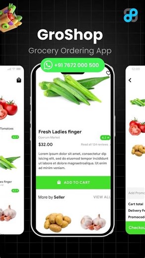 7 App Template | Grocery Delivery App | Multi-Vendor Online Store App | Groshop | +91 7672 000 500