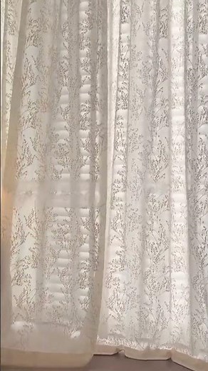 Warm & Elegant Flocked Sheer Curtains 🌿 Botanical Texture + Soft Light #homedecor #interiordesign