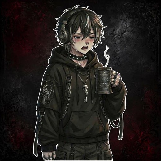 Goth Male PNGTuber Avatar 🖤 Dark Emo Anime Boy for Veadotube