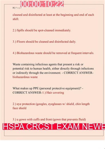 HSPA CRCST EXAM NEWEST VERSION 2025 ACTUAL EXAM COMPLETE 250 QUESTIONS AND CORRECT DETAILED ANSWERS