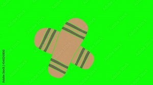 wound plaster hand drawn green screen. floating loop animation