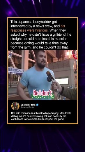 This Japanese bodybuilder got interviewed by a news crew, and his responses were hilarious