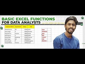 Top 10 Basic Excel Functions Every Data Analyst Must Know | Excel Tutorial for Beginners"
