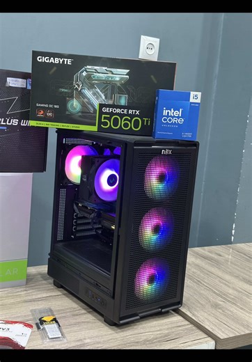 #gamingsetif CONFIG : CPU INTEL I5 14600KF AIR COOLING DEEPCOOL AG400 DIGITAL ARGB BLACK CM INTEL MSI B760 GAMING PLUS WIFI DDR5 RAM DDR5 HIKSEMI HIKER 32GB 5600 MHZ SSD M2 NVMe KINGSTON NV3 1TB GEN4 6.0GB par Sec GPU RTX 5060 TI 16GB GIGABYTE GAMING OC PSU ACER AC1000 80 GOLD FULL MODULAR PCIE-5 BLACK CASE NOX APEX FLOW 4FAN RGB BLACK COMBO CLAVIER MOUSE CASQUE GAMING GAMDIAS POSEIDON E2 3IN1 MONITEUR MATOS MSG245 FURY 200HZ IPS 24 POUCE BLACK FHD CONSOLE UPSCALING 2K 60HZ اذا حاب تطلب اي شيء م
