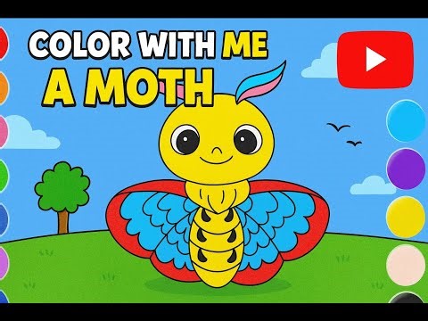 🦋 Draw & Color a Cute Moth | Fun Facts & Learn Colors for Kids | Easy Drawing Video