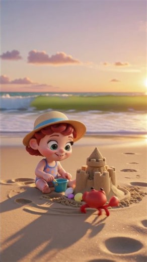 Tiny Toddler & Baby Crab Build a Sandcastle 🦀🏖️ | Cute 3D Animation for Kids