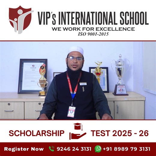 #BigNews From #VIPSchools , 100% ScholarShip .... We are excited to invite you for the VIP Scholarship Test at VIP’s International School every branch. A unique opportunity to earn up to 100% scholarship based on merit. Important details: Registration Deadline: May 10, 2025 Eligible Grades: I to XI Admissions based on first come first serve basis on availability of seats Recognized by Cambridge, Pearson Edexcel, and British Council Students who score 100% marks in the test will receive a 100% tu