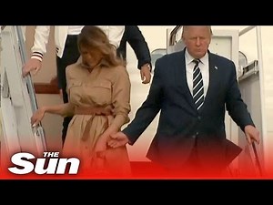Melania refuses to hold Trump's hand stepping off Air Force One