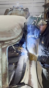 Final welding on the rear quarter panel replacement on my 56 Chevy Wagon Gasser Project. | Fast Eddies