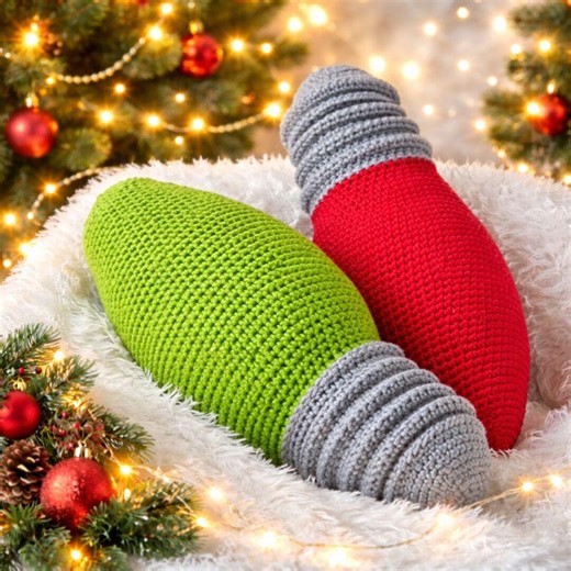 Christmas Light Bulb Pillow Crochet Pattern | Festive Holiday Decor (digital Download) - Etsy