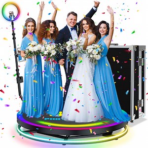 360 Photo Booth Machine for Parties Automatic Spinning Video Booth with Rotating Selfie Ring Light for Christmas Weddings Birthdays Events(100cm