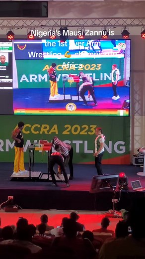 Mausi Zannu became the first athlete in history to win an African Games title in the Arm Wrestling, winning the GOLD medal for Nigeria 🇳🇬 in women's 55kg Left Arm Wrestling. #teamnigeria #africangames2023 #sportsontiktok #armwrestling