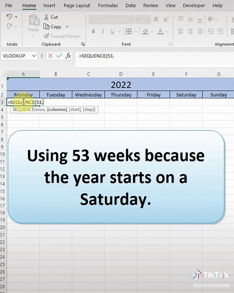 Create a year at a glance calendar in one cell using one formula!!! #spreadsheettricks #spreadsheettips #tutorial #excel #techtips #calendar