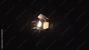 Theater light movie set halogen spotlight lens flare dark scene Stock Video