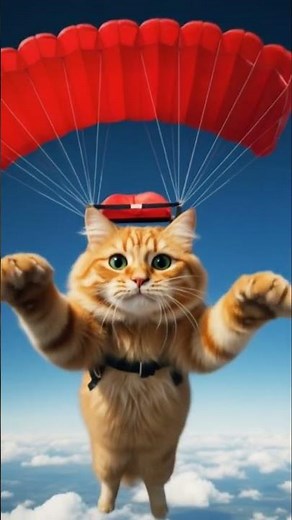 🐱 Cat Takes the Leap! 🪂 The Cutest Parachute Jump Ever! 😻 #DreamScreenAi