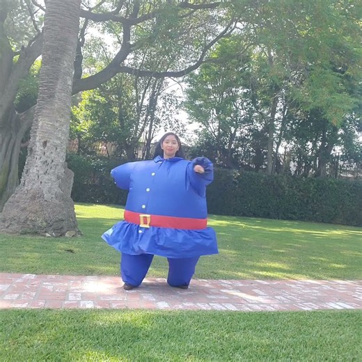 Berry Violet in inflated VB suit did M3Gan Dance