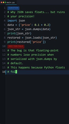 You Wrote This Bug Too: Why JSON saves floats... but ruins your precision! #coding #correctcoding
