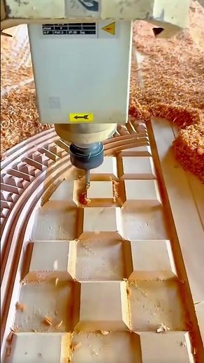 Automated Woodworking Machine Carving Deep Square Patterns on Large Timber Surfaces