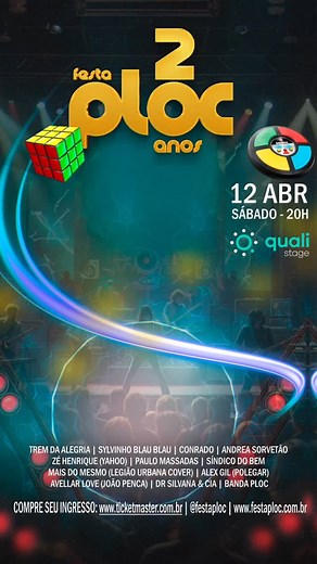 FESTA PLOC - ÚNICO INSTA OFICIAL on Instagram: "É com o maior orgulho do mundo que a gente anuncia nos 20 Anos da FESTA PLOC a chegada de JUNINHO BILL que, com LUCIANO NASSYN e PATRICIA MARX subirão ao palco juntos como TREM DA ALEGRIA pela primeira vez desde o final dos Anos 80. O trio original e responsável pelos três primeiros discos do TREM DA ALEGRIA se reúne sábado dia 12 de abril no Qualistage e é a principal atracão da FESTA PLOC 20 ANOS, que vai comemorar as duas décadas do principal ev