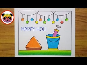 Holi Drawing / Holi Drawing Easy Steps / Holi Festival Drawing / Holi Scenery Drawing / Happy Holi
