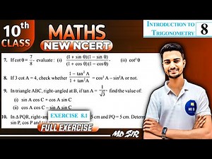 Class 10 Maths Chapter 8 || Introduction to Trigonometry || Exercise 8.1 || New NCERT || MD Sir