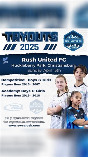 Tryout Season for Rush United FC is Here!