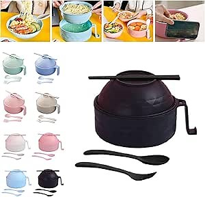 6 Piece Microwave Ramen Bowl Set,Ramen Noodle Bowls Microwavable,Ramen Noodle Microwave Bowl,Ramen Bowl Microwavable Ramen Bowl Set,Microwave Ramen Bowl With Strainer Chopsticks and Spoon (Black)