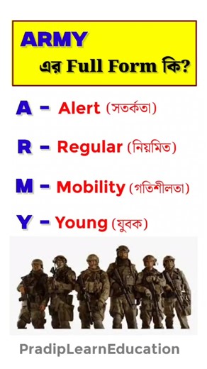 ARMYএর Full Form কি? | #fullfrom #gk #shorts #viralshorts #generalknowledge #gkinbengali