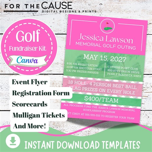 Golf Tournament Medical Fundraiser Template Bundle | Charity Golf Outing Kit | Sponsorship Forms, Flyer, Scorecards, Mulligan Tickets - Etsy