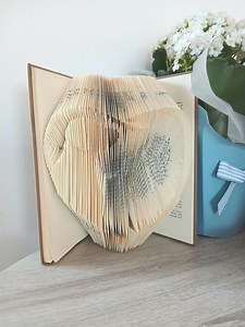 Dog In A Heart - Handmade Folded Book Art With Reclaimed Library Books