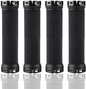2 Pair Bike Handlebar Grips Double Lock-on Bicycle Grips Soft Rubber Black Handle Grips for Bicycle Mountain MTB