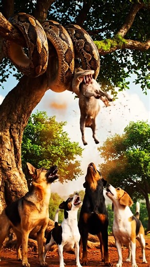 Giant Python vs Wild Dogs: A Shocking Jungle Survival Moment! #shorts