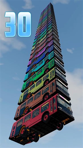 🚌Mixed Colour Cars & Buses Fall Crash💥 #beamngdrive #shorts