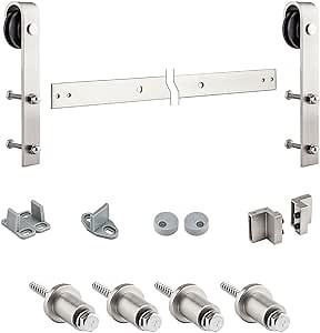 Decorative Interior Sliding Barn Door Hardware, Satin Nickel