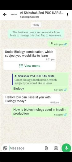 2nd PUC – Biology Real-Life Application Demo using AI Shikshak