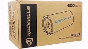Rockville RTB12A 12" Powered Subwoofer Bass Tube, 600W Peak, Deep Bass, Built-In Amp, Crossover, Bass Remote, Vented Enclosure, Perfect for Car Audio