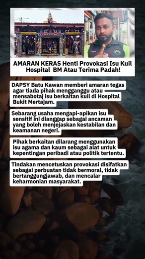 Henti Provokasi Isu Kuil Hospital BM Atau Terima Padah!