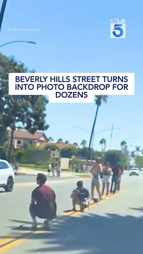 2.7M views · 9.5K reactions | A video posted to Instagram by Ben Bruno on Tuesday depicts him starting his morning by leaving to grab coffee at 8:15 a.m. on a bright and sunny day. Full story: https://ktla.com/news/this-is-wild-beverly-hills-street-turns-into-photo-backdrop-for-at-least-22-people-at-once/ | KTLA 5 News | Facebook