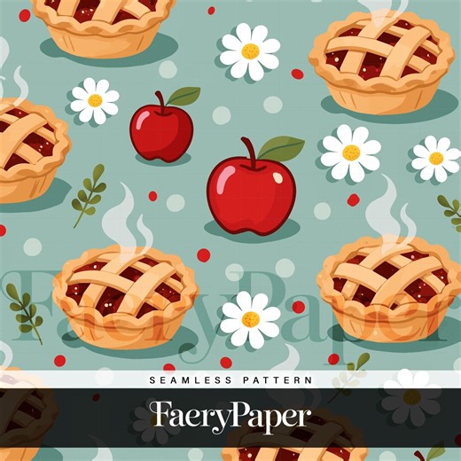 Orchard Pie Charm Seamless Pattern - Apple Pie, Cottage Style, Scrapbook Paper and Sublimation - Etsy
