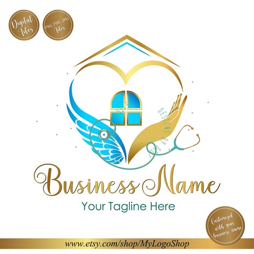 Healthcare Logo Design | Medical Home Care Logo | Nurse Doctor Logo | Custom Health Brand Logo | Digital Download