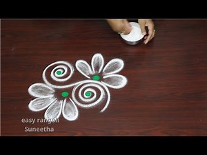 2 very easy & simple freehand kolam rangoli designs || Small Beginners muggulu
