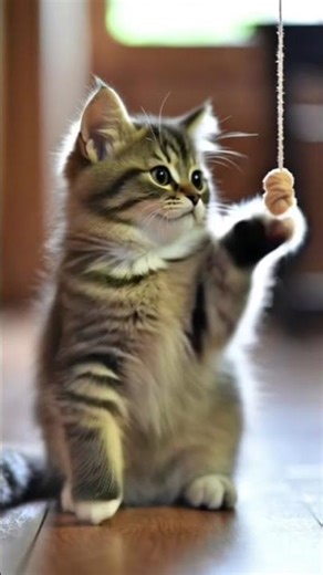 Kitten Playing with a String 🐱 #kitten #cute #fyp